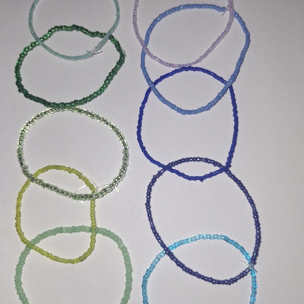 Vibrant Beaded Bracelet Set in Blue and Green